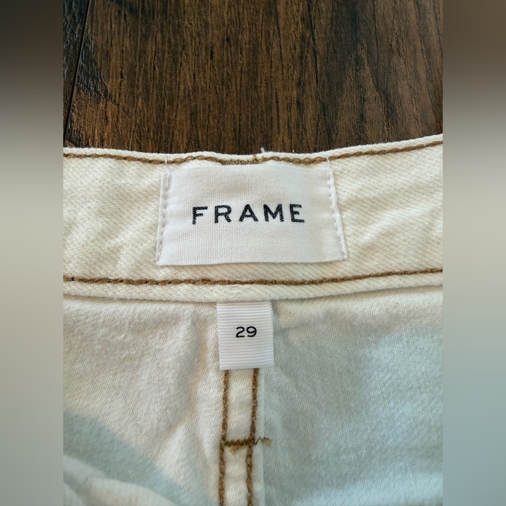 FRAME Ultra High Rise Barrel Jeans Ecru Size 29 - Picture 8 of 12